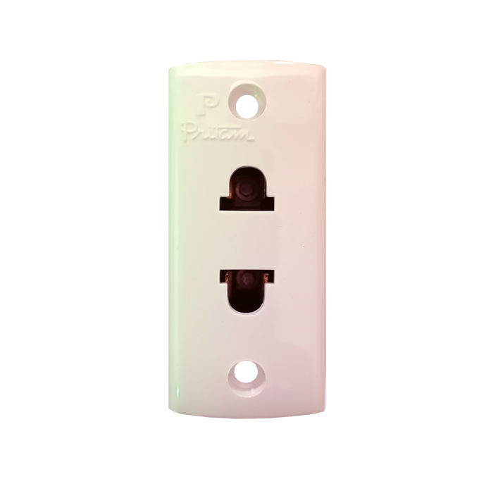 2 Pin Socket, 6A, White, Pritam PC